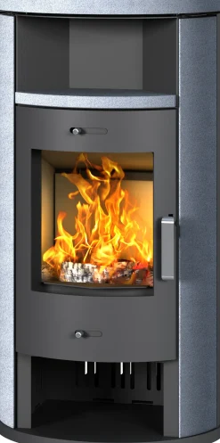 Accente Kaminofen Verona II Stahl, grau, Naturstein 7,5 kW