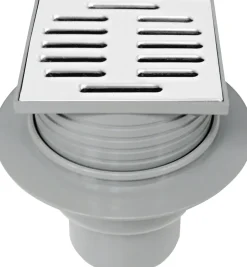 ACO Balkon/Terrassenablauf 100 x 100 mm  DN75, grau, Ablauf senkrecht