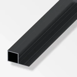 alfer Combitech Quadratrohr mit 1 Schenkel Aluminium 1 m x 23,5 x 45,5 mm schwarz