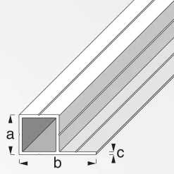 alfer Quadratrohr, 1 Schenkel 1 m, 29.5 x 56.6 x 2.4 mm Alu roh blank