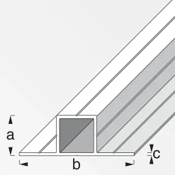 alfer Quadratrohr, 2 Schenkel 180º 1 m, 23.5 x 67.5 x 1.5 mm Alu roh blank
