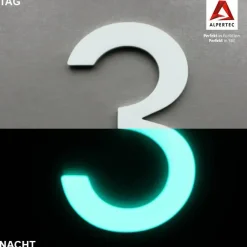 Alpertec Hausnummer 3 Selbstklebend Nachtleuchtend