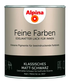 Alpina Feine Farben Lack Klassisches Matt-Schwarz 750 ml