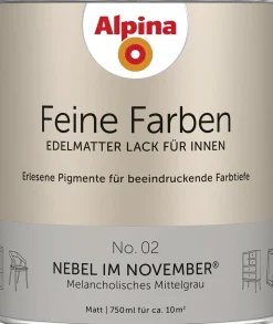 Alpina Feine Farben Lack No. 02 Nebel im November - mittelgrau 750 ml