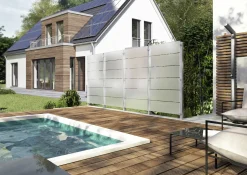 Ambiente Glaszaun Dekor 82 schräg 103 x 120/180 cm gehärtetes 8 mm Glas