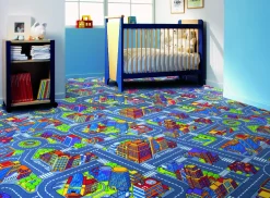 Andiamo Kinderteppich Straßenteppich City nach Maß grau-bunt 2 m breit