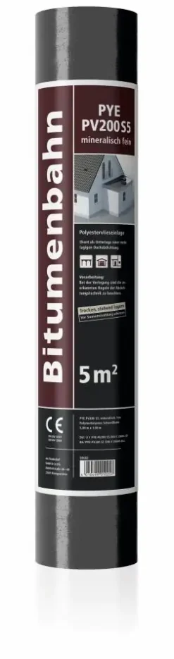 Bitumen-Schweißbahn MIDA PYE PV 200 S 5 talkumiert 5 x 1 m = 5 m² schwarz-grau