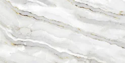Bodenfliese Feinsteinzeug Alabaster Cleo Light 60 x 120 cm weiß/gold