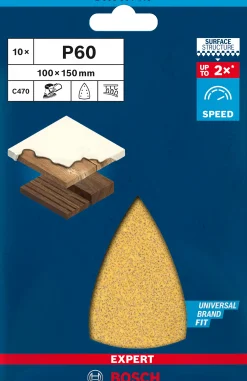 Bosch Expert C470 Schleifpapier für Multischleifer 100 x 150 mm G 60 10-teilig
