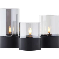 Brilliant LED Kerze batteriebetrieben mit Timer Ø 8 schwarz 3er Set
