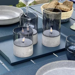 Brilliant LED Tischleuchten Kerzen Bougie grau rauchglas 3 Stück