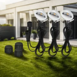 Briloner LED Außen-Bodenstrahler Teak Connect to Shine 3er Ergänzungsset 10 W warmweiß