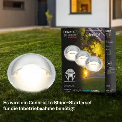 Briloner LED Außen-Bodenstrahler Teak Connect to Shine 3er Ergänzungsset 10 W warmweiß