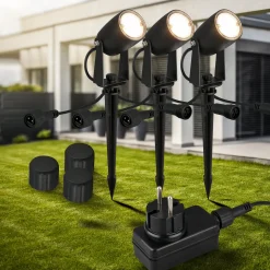 Briloner LED Außen-Bodenstrahler Connect to Shine 3er Starterset 6W warmweiß