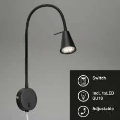 Briloner LED Wandleuchte Tusa schwarz 5W, warmweiß