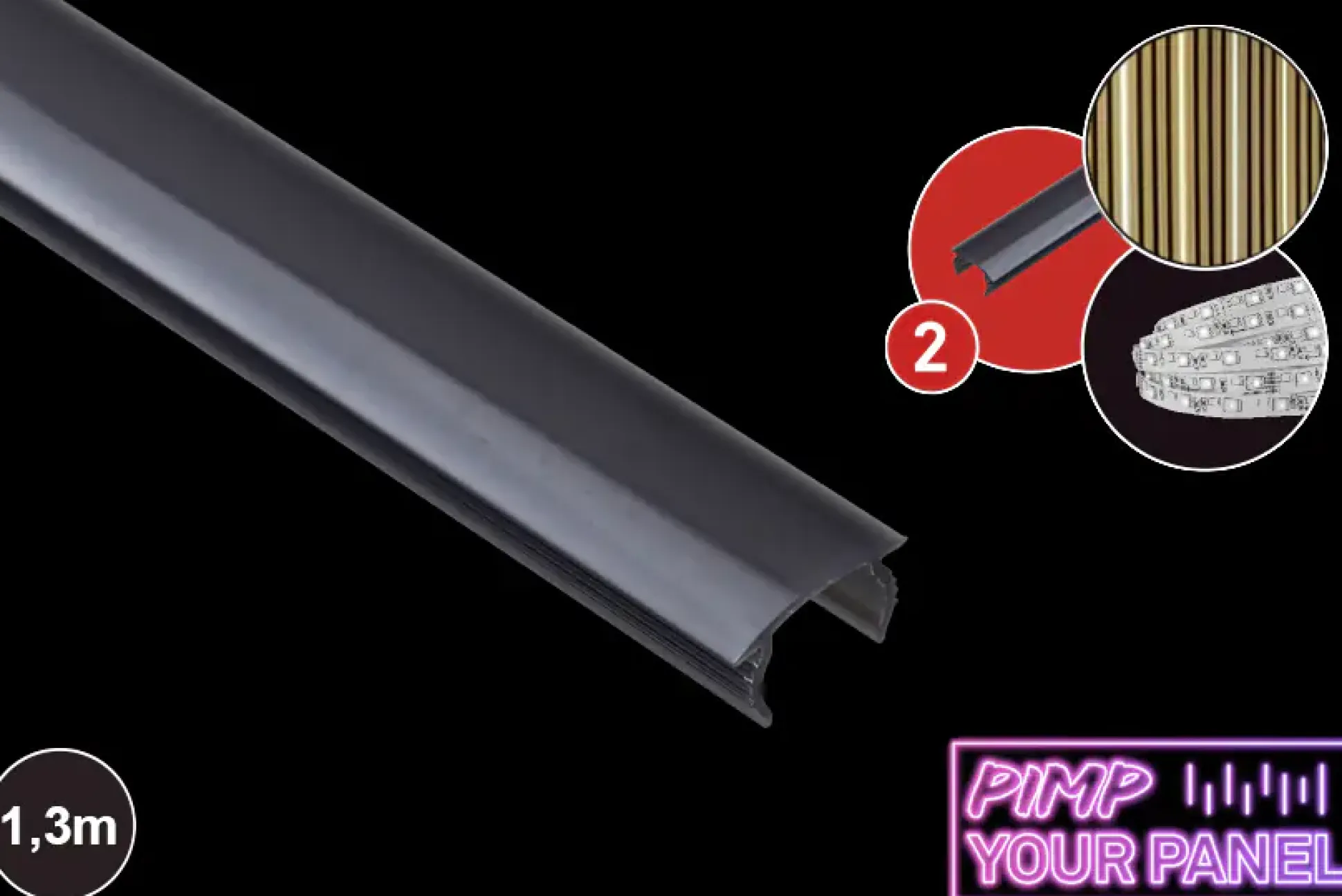 Briloner PC Profil Pimp your Panel Diffusor 1,3 m, Kunststoff, 12-13 mm, schwarz