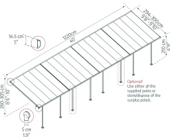 Canopia Terrassendach 1155 x 300 cm weiß