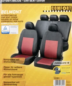 CarComfort Autositzbezug-Set Belmont schwarz-rot