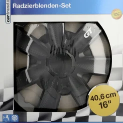 Cartrend Radzierblende Modesto Carbon 40 cm (16 Zoll) schwarz 4 Stück