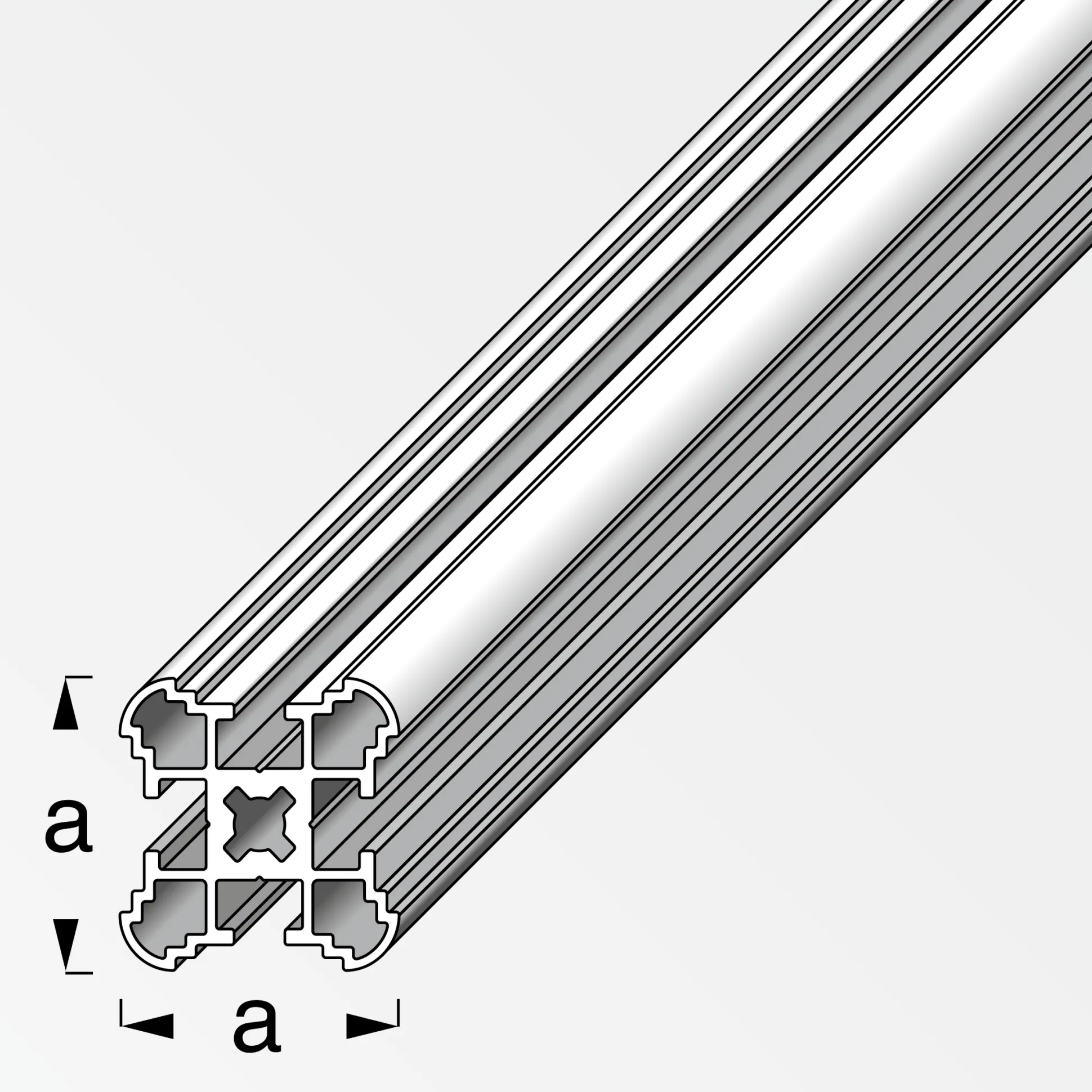 coaxis®-Säulen-Profil, schmal 2.5 m, 27.5 mm Aluminium roh blank