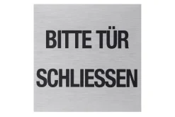 Conmetall Aufkleber Bitte Tür schließen Aluminium 8 x 8 cm edelstahl-optik