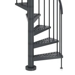 Dolle Außenspindeltreppe Gardenspin komplett 11 Stufen Ø 125 cm mit Metallstufen anthrazit