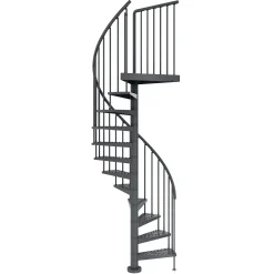 Dolle Außenspindeltreppe Gardenspin komplett 11 Stufen Ø 125 cm mit Metallstufen anthrazit