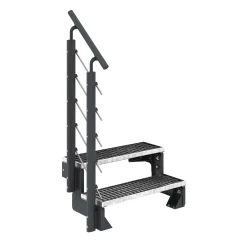 Dolle Außentreppe Gardentop 2 Gitteroststufen 80 cm inkl. einseitigem Geländer anthrazit