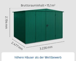 EcoStar Gerätehaus Trend-S Typ 3 323,6 x 247,7 x 219,4 cm moosgrün