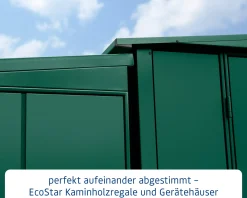 Ecostar Kaminholzregal Elegant-V Typ 2, moosgrün, mit Verstrebung