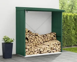 Ecostar Kaminholzregal Elegant-V Typ 2, moosgrün, mit Verstrebung