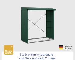 Ecostar Kaminholzregal Elegant-V Typ 2, moosgrün, mit Verstrebung