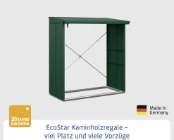 Ecostar Kaminholzregal Elegant-V Typ 2, moosgrün, mit Verstrebung