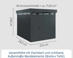 EcoStar Metallgerätehaus Euroline EFD6 LB anthrazit 214 x 262 cm 1-flg.