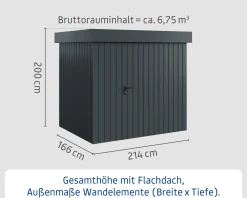 EcoStar Metallgerätehaus Euroline EFD4 anthrazit 214 x 166 cm 1.flg