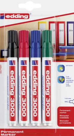Edding 3000 Permanent Marker 4er Set 1,5 - 3 mm