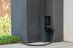 Edelstahl Außensteckdose 2 Steckdosen, ohne  Kabel schwarz