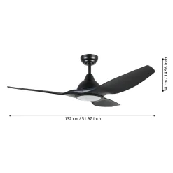 Eglo Deckenventilator Tunitas Ø 132 cm 16 W schwarz matt