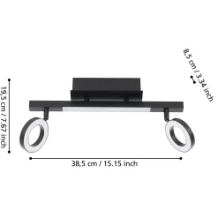 Eglo 2er LED Spot Cardillo 2 schwarz 38,5 x 8,5 cm