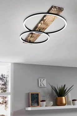 Eglo LED Deckenleuchte Boyal schwarz-braun-rustikal 78 x 40 cm warmweiß