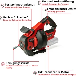 Einhell Akku-Rohrreiniger TE-DA 18/760 Li Solo 18 V