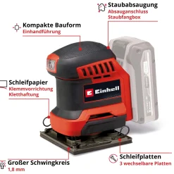 Einhell Expert Akku-Faustschleifer TE-OS 18/113 3X Li Solo