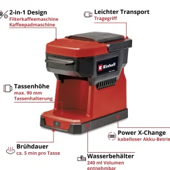 Einhell Expert Akku-Kaffeemaschine TE-CF 18 Li Solo 18 V