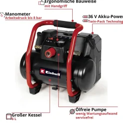 Einhell Expert Akku-Kompressor TE-AC 36/150 Li OF Solo 36 V