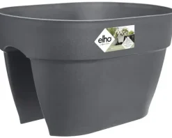 Elho Pflanzkübel Vibia Campana mit Überlaufrohr Kunststoff anthrazit 40 x 26 cm