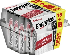 Energizer Max Alkaline Batterie Micro AAA 1,5 V, 18 + 8er Pack