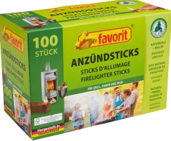 Favorit Anzündsticks Naturholz und Wachs 100 Stück
