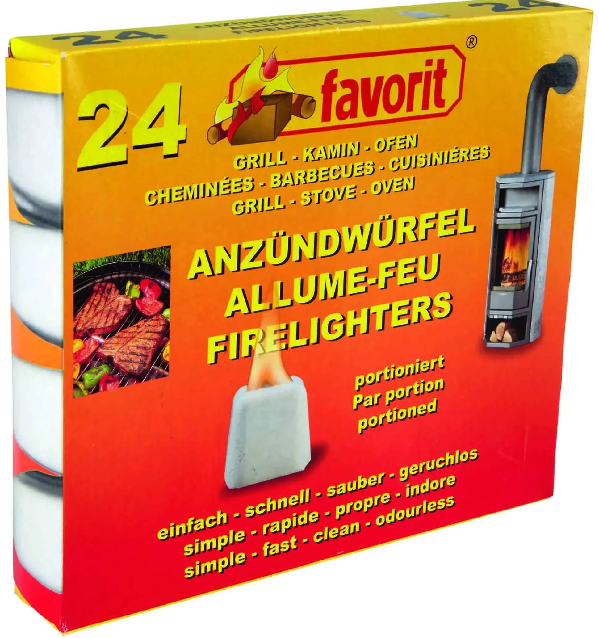 Favorit Anzündwürfel einzeln portioniert im Tray 24 Stück
