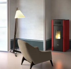 FreePoint Pelletofen AMARANTO 9 Stahlverkleidung bordeaux 25 - 85 kW
