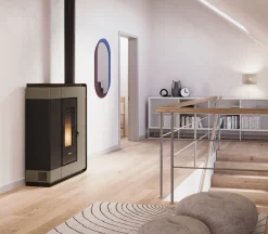 FreePoint Pelletofen ARCO 7 Stahlverkleidung light bronze 7 kW